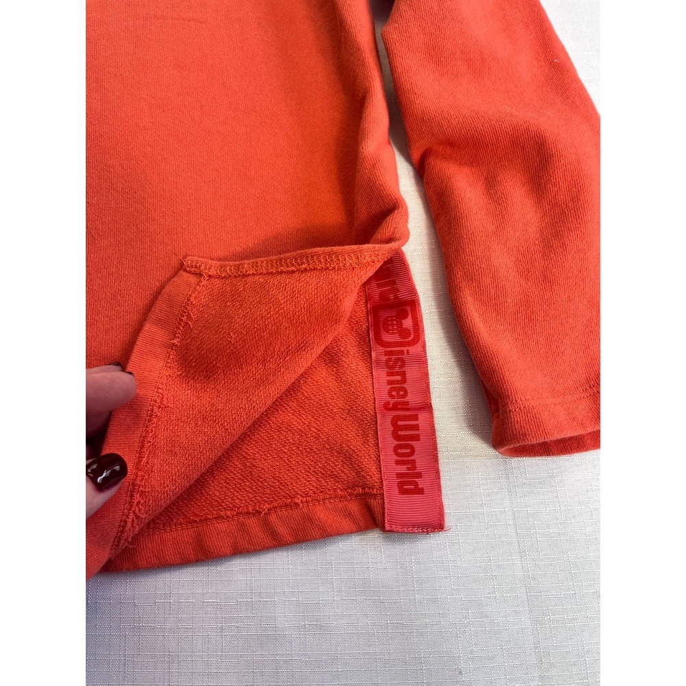 Disney Park Mickey Mouse Sweatshirt Womens sz M Coral/Orange Gold Sequin Glitzy - Picture 6 of 14